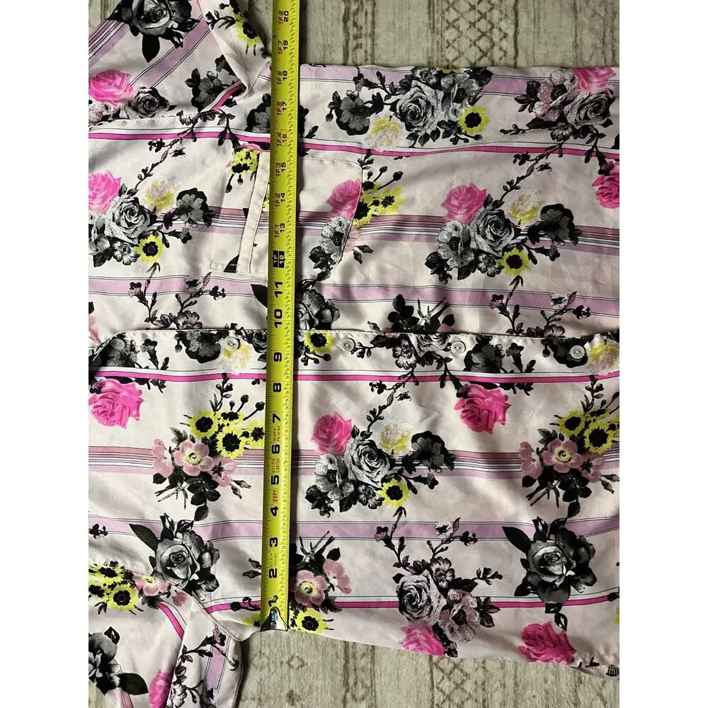 Women's Victoria Secret Size Small Button Up Floral Pajama Long Sleeve Top Pink
